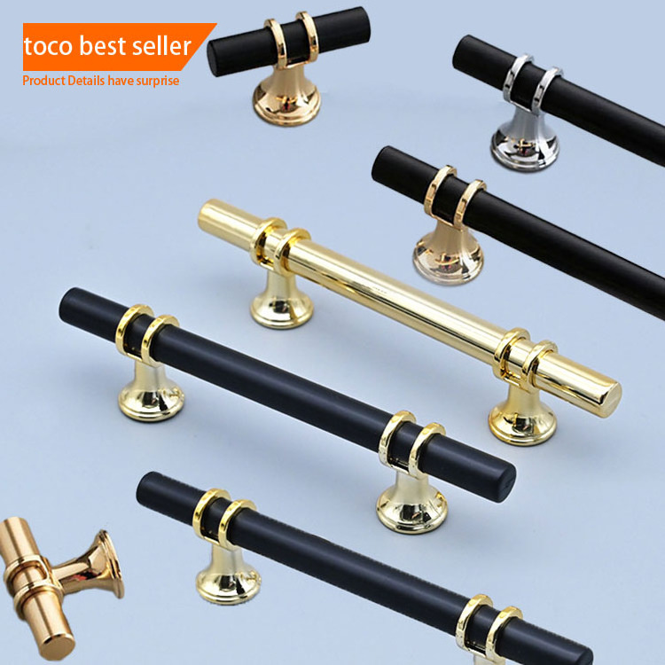 toco New Design Furniture Handle Gold Black Combination Single Hole Knob European Cabinet Wardrobe Door Handle