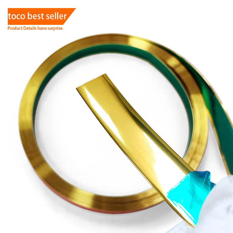 Toco Furnitures Decoration Accessories Pvc Gold Flat Decorative Plastic Tile Edge Strips Flexible Door Frame Chrome Trim Molding