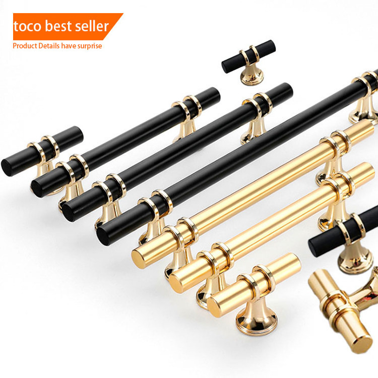 toco New Design Furniture Handle Gold Black Combination Single Hole Knob European Cabinet Wardrobe Door Handle