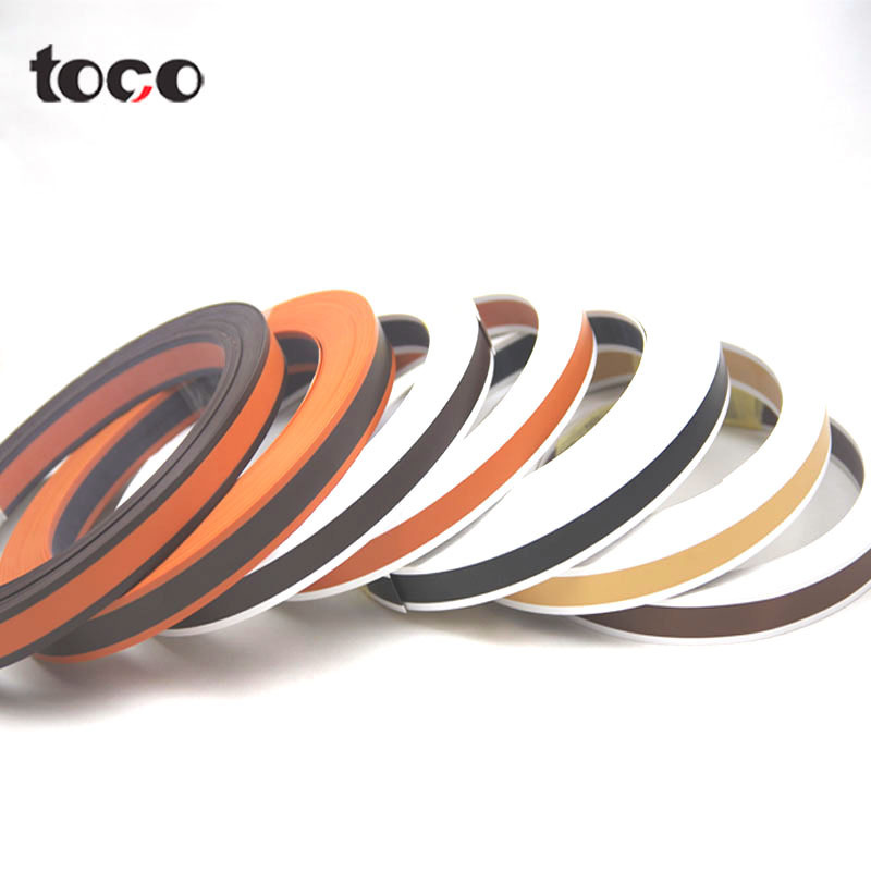 toco furniture accessories gold mdf board wood grain pvc laminated edge strips flexible metal strip metal furniture trim