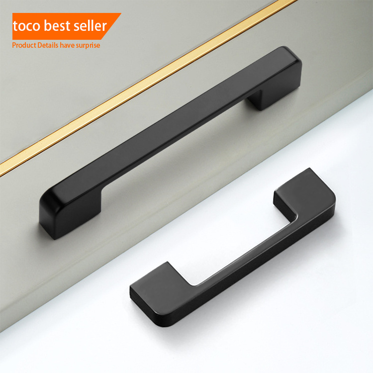 Toco Metal Kitchen Cabinets Hidden Furniture Steel Handles Wardrobe Aluminum Alloy Edge Pull Handles Brass Silver