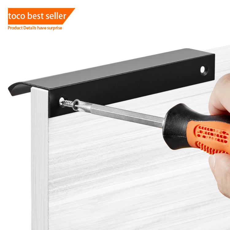 Toco Aluminum Metal Drawer Edge Pull Handles Concealed Long Profile Furniture kitchen Cabinet Handles