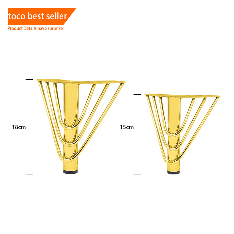 Toco Luxury Metal Iron Triangle Bed Legs Chair Foot Cabinet Feet Sofa Leg For Living Room Furniture Parts Hardware Accessories