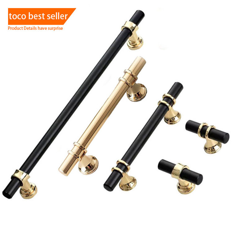 toco New Design Furniture Handle Gold Black Combination Single Hole Knob European Cabinet Wardrobe Door Handle