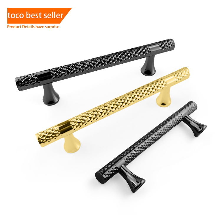 Toco Brushed Nickel Knurled Kitchen Wardrobe Kabinet Pull Hole Centre Furniture Hardware Solid Parts Metal Long Handles And Knob