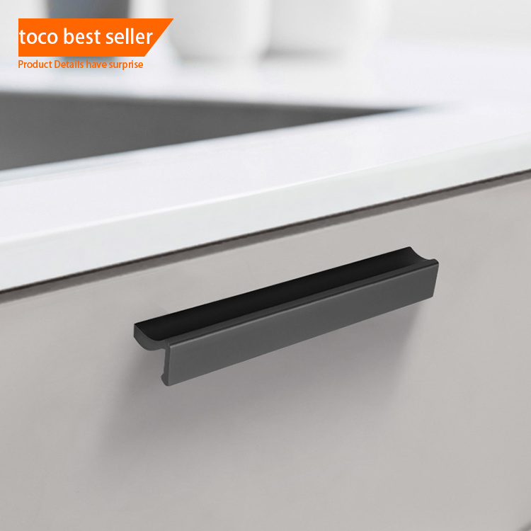 Cheap Aluminum Handle Cabinet Furniture Shape Cabinet Door  Material Kitchen Design Profile Silver Style Black Handles