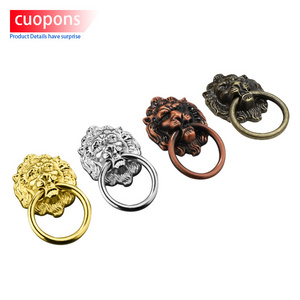 Toco Metal fashion nail ring drawer Big lion Head Shaped pattern  Antique Zinc Alloy Chrome Plated Drawer Pull Ring Main Handles