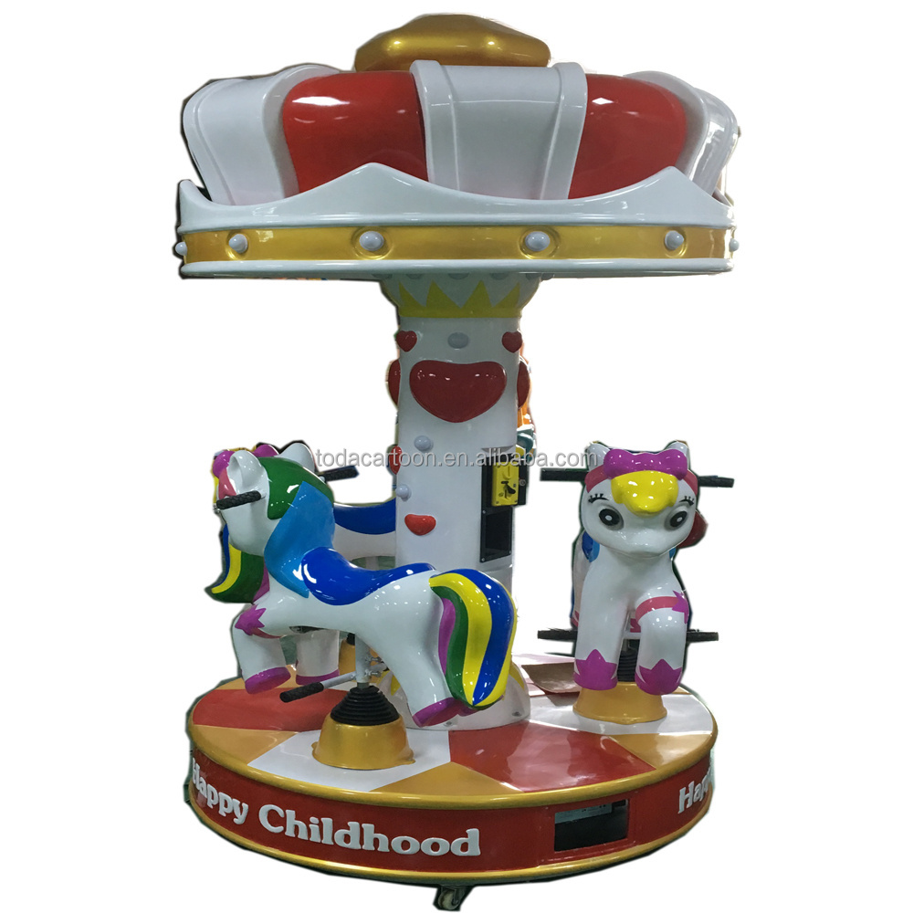 3 People Horse Carousel Kiddie Rides Amusement Rides kids musical carousel rides for sale