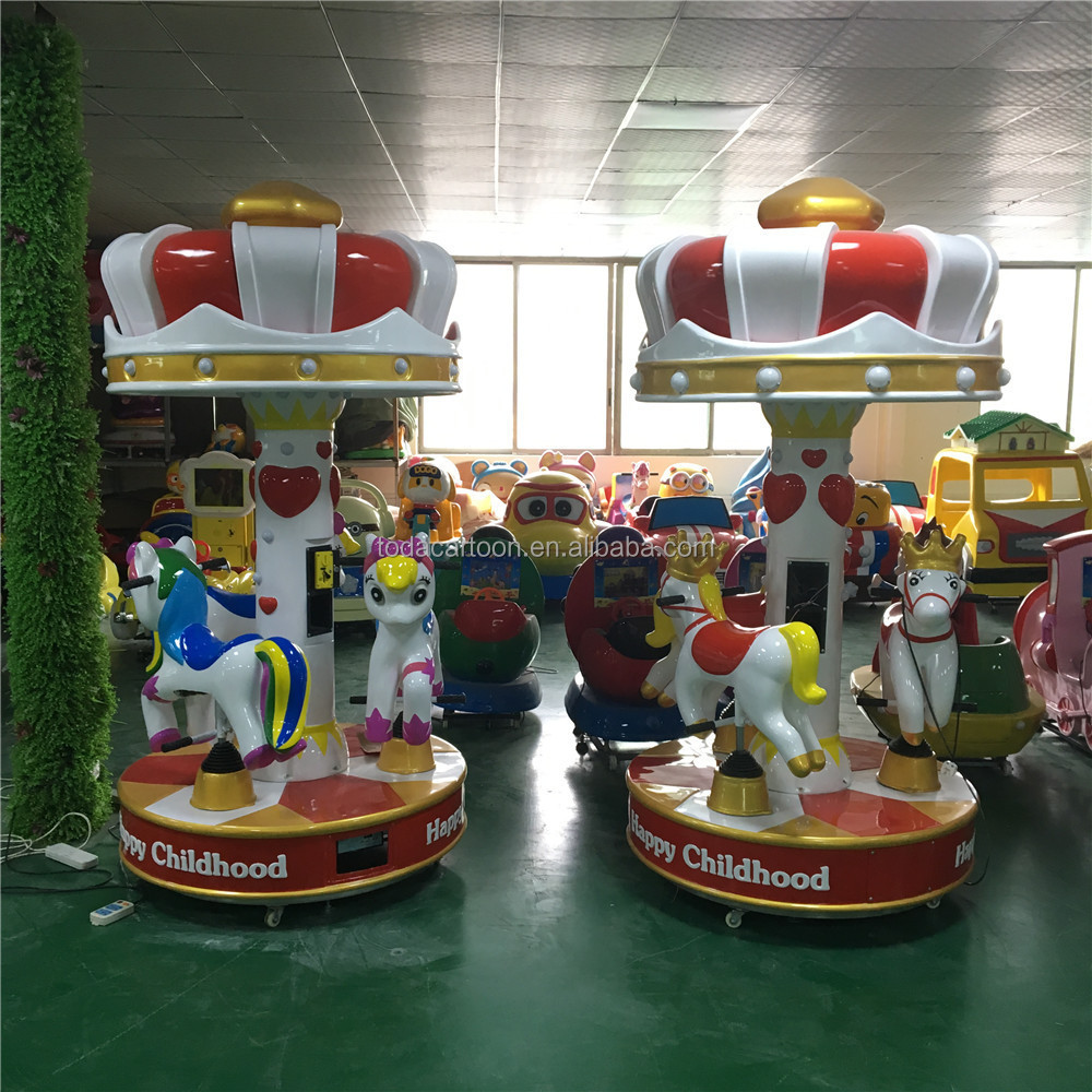 3 People Horse Carousel Kiddie Rides Amusement Rides kids musical carousel rides for sale