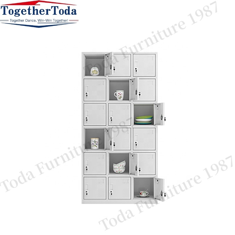 Bedroom Furniture 18 Door Student Lockers Storage Closet Metal Wardrobe Almirah Cabinet