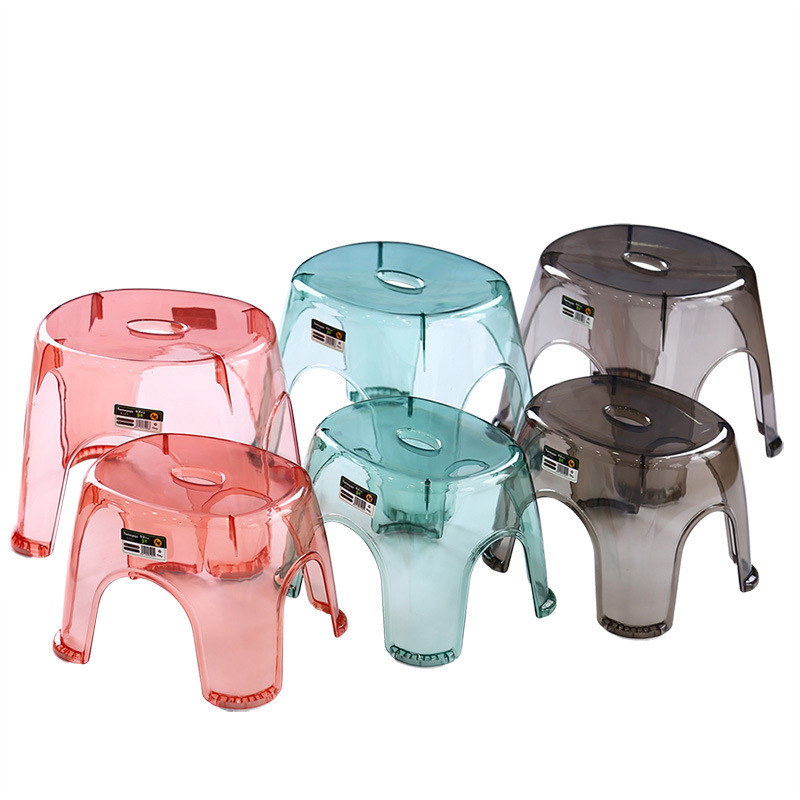 Transparent small stool for home simple living room foot stool changing shoe bench thickened acrylic plastic children's stool