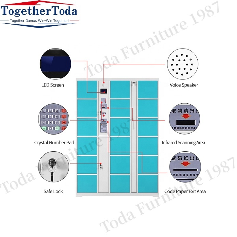 metal steel parcel locker lock 18 doors gym school smart electronic safe fingerprint lockers intelligent storage cabinet