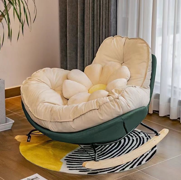 Lazy sofa rocking chair single eggshell chair living room bedroom cream style small sofa smashed leisure penguin chair