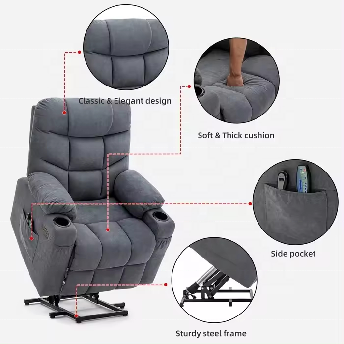 lazy sofa Suede Folding Recliner Indoor Adjustable Lazy Nap Sofa With Steel Tube Support