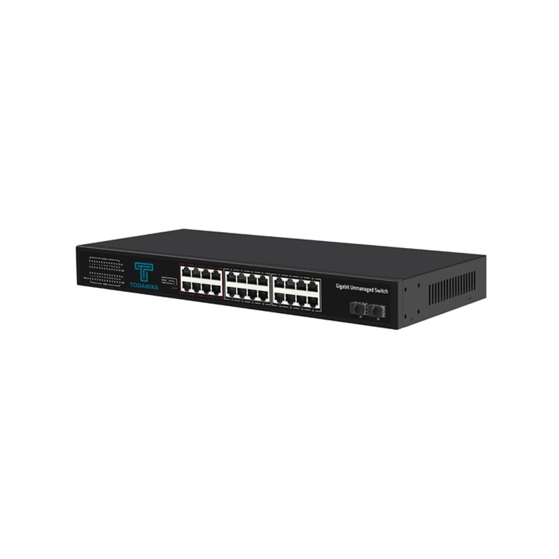 High Quality Manufacturer Todahika 24*10/100/1000 Base-T and 2*Gigabit SFP Ports 56 Gpbs 8K 1U Rack-mount Ethernet Switch