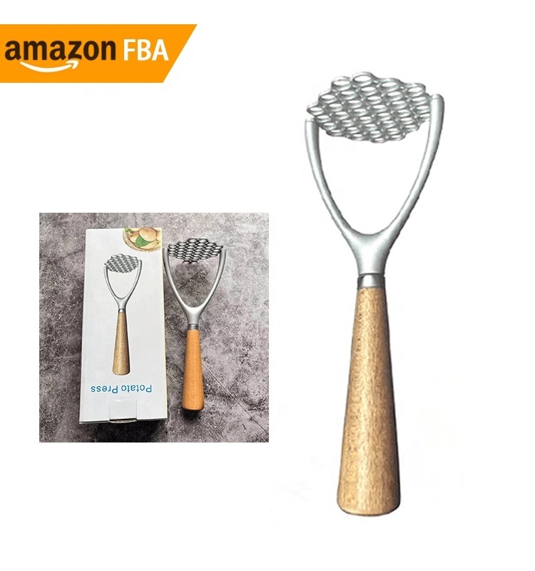 New 2024 Products Aluminium Alloy Potato Press Ricer Bean Masher with Wood Handle