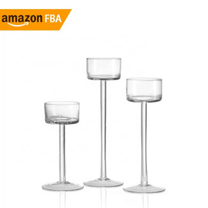 New Product Ideas 2024 Table Centerpiece Decor Long Stem Clear Tea Light Tall Glass Pillar Candle Holder