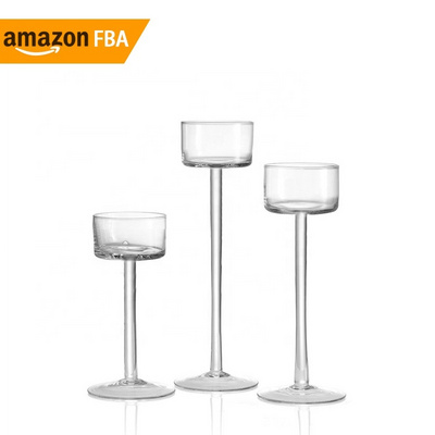 New Product Ideas 2024 Table Centerpiece Decor Long Stem Clear Tea Light Tall Glass Pillar Candle Holder