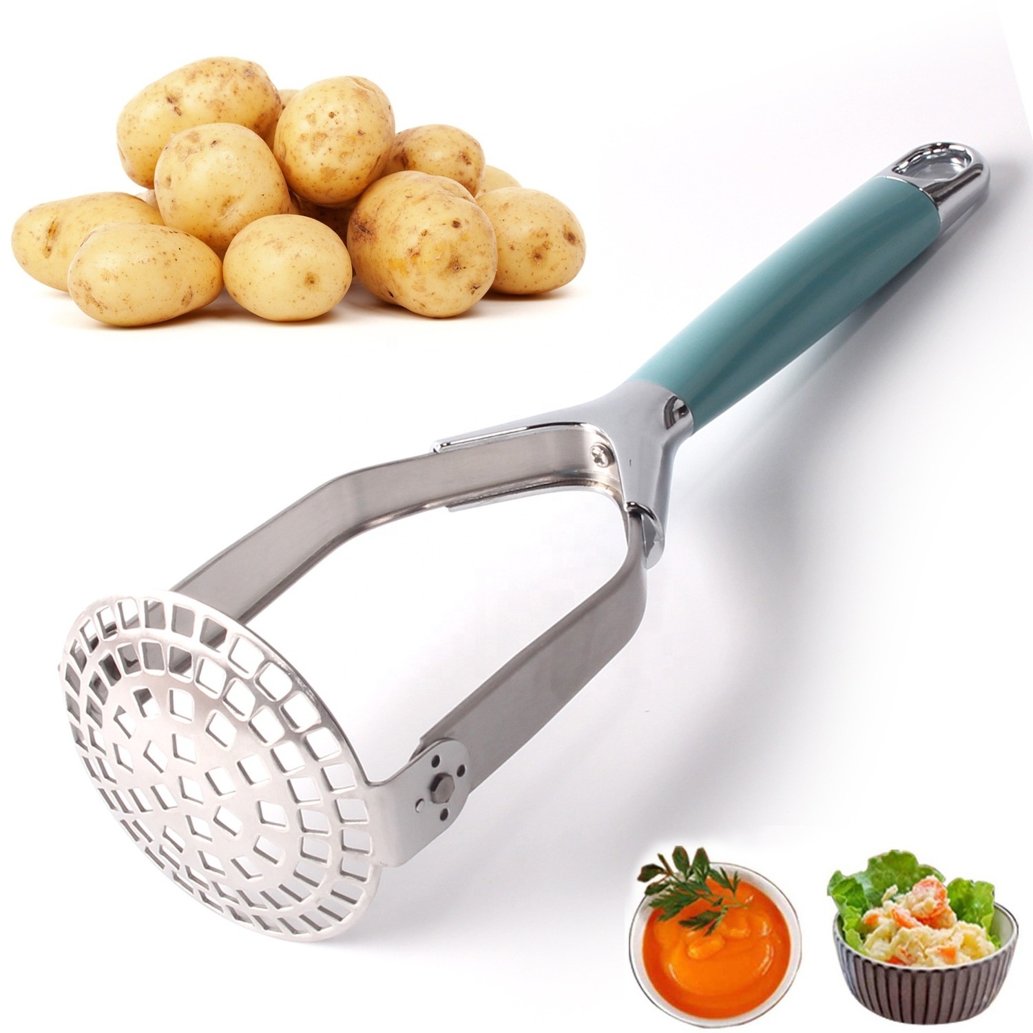 Kitchen Products 2024 Stainless Steel Folding Heavy Duty Food Potato Masher Ricer Smasher