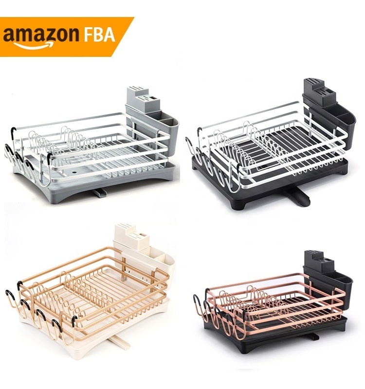 Kitchen Gadget 2024 Dish Drainer Rack Aluminum Sink Dish Stand Plate Rack Expandable Folding Dish Drying Rack