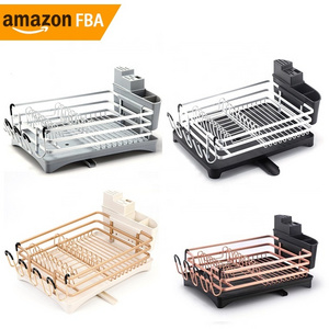 Kitchen Gadget 2024 Dish Drainer Rack Aluminum Sink Dish Stand Plate Rack Expandable Folding Dish Drying Rack