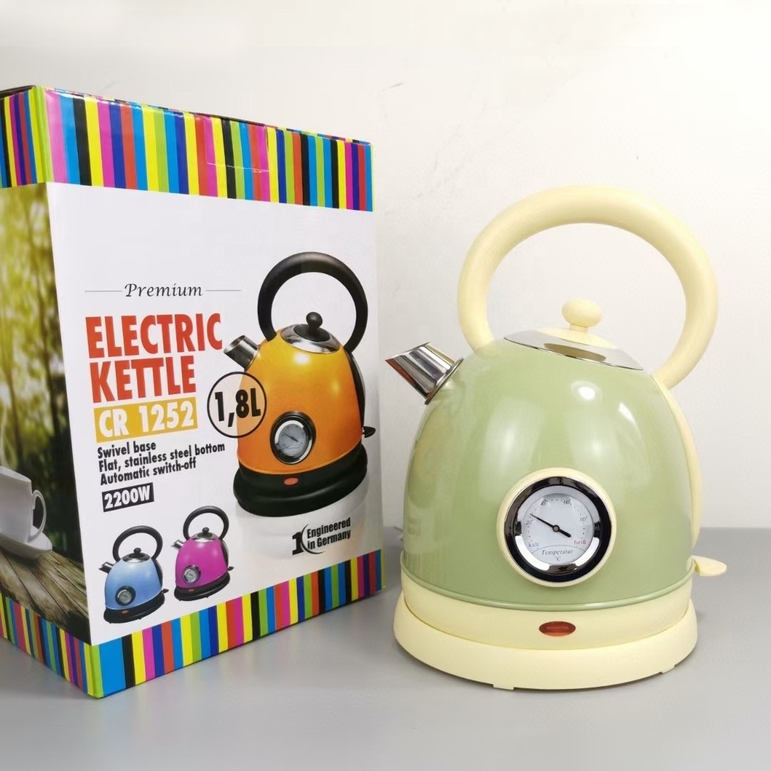 Home And Kitchen 2024 New Retro Kettle 1.8L Stainless Steel 304 Vintage Dome Tea Pots Water Electric Kettle With Temperature