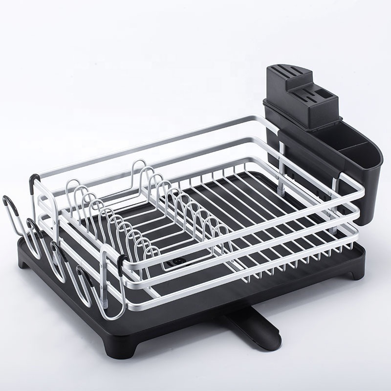 Kitchen Gadget 2024 Dish Drainer Rack Aluminum Sink Dish Stand Plate Rack Expandable Folding Dish Drying Rack