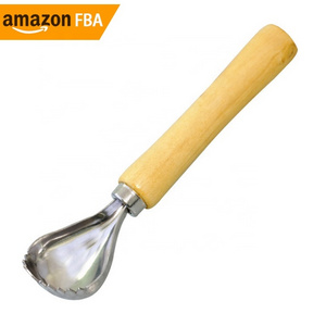 New Product Ideas 2024 Stainless Steel Coconut Scraper with Wooden Handle