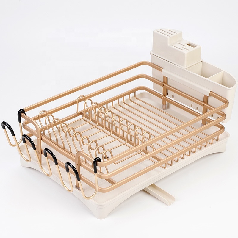 Kitchen Gadget 2024 Dish Drainer Rack Aluminum Sink Dish Stand Plate Rack Expandable Folding Dish Drying Rack