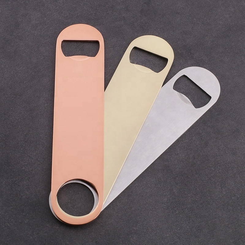 2024 New Products Popular Hand Grip Custom Logo Stainless Steel Blank Bar Blade Speed Opener Metal Flat Beer Bottle Opener