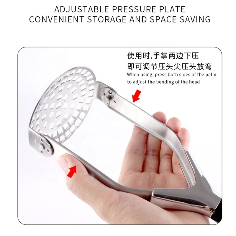 Kitchen Products 2024 Stainless Steel Folding Heavy Duty Food Potato Masher Ricer Smasher