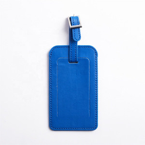 YBS Factory Blue Luggage Tag Promotional Bulk Durable Travel Personalized Pu Leather Luggage Tags for Suitcases