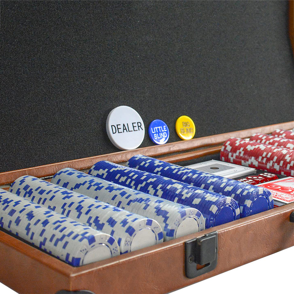 Wholesale Large luxury leather Poker Chip Set box for Dice Chips 500pcs Kit