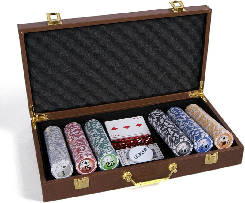 300PCS Poker Chips with Leather Case 11.5 Gram Chips Poker chip sets with Luxury leather Case