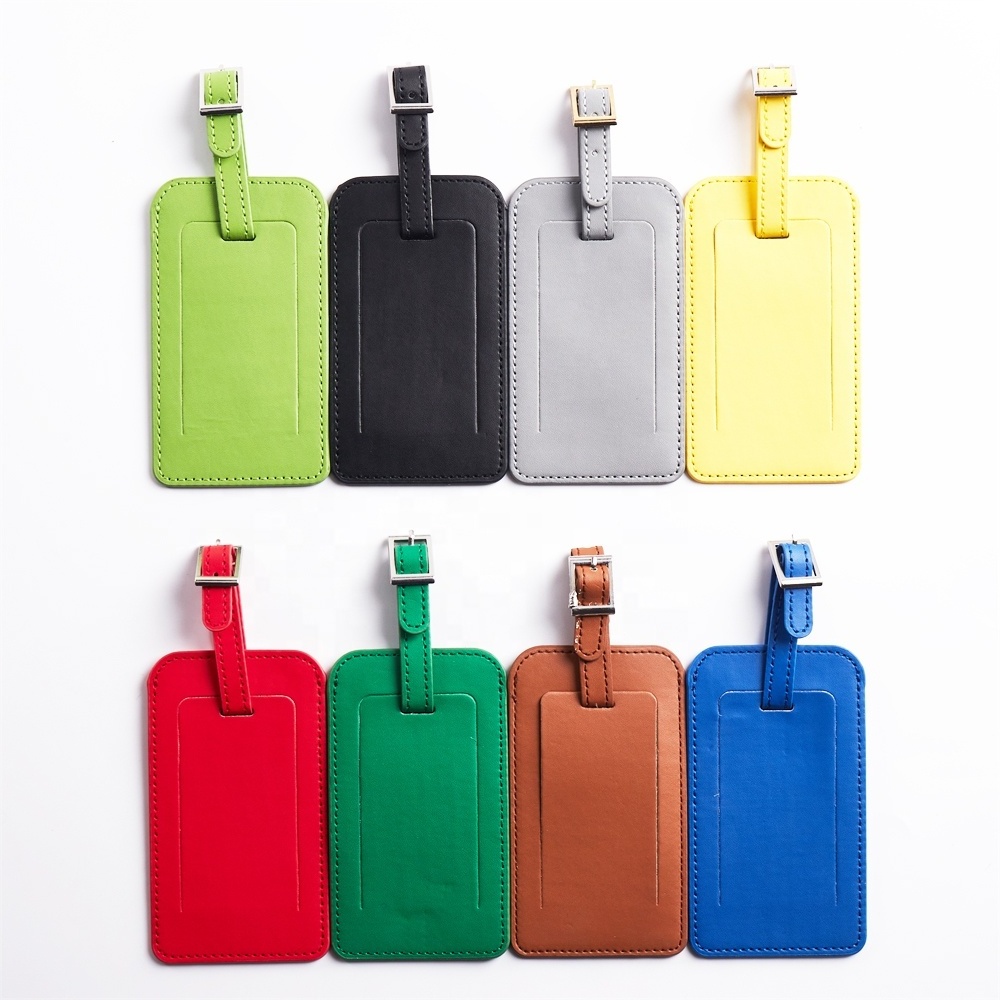 YBS Factory Light Green Luggage Tag Promotional Bulk Durable Travel Personalized Pu Leather Luggage Tags for Suitcases