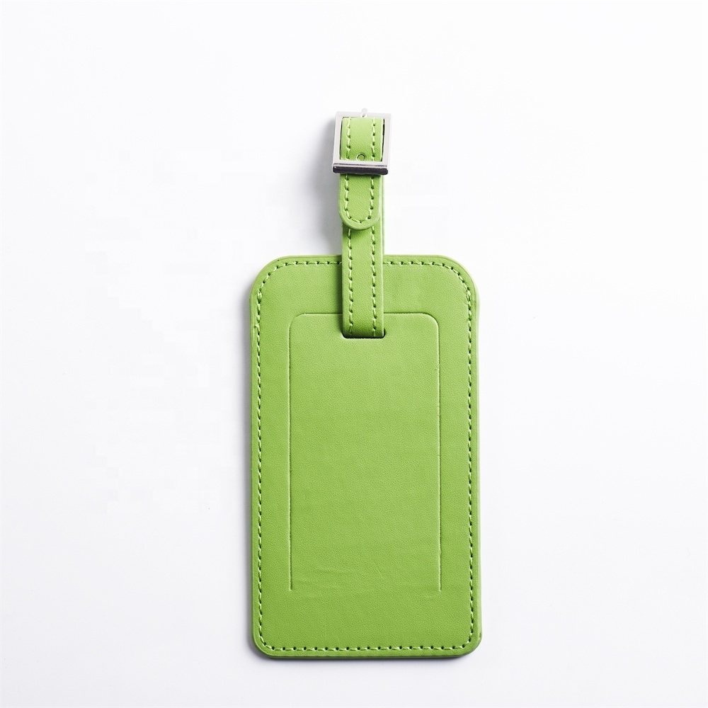 YBS Factory Light Green Luggage Tag Promotional Bulk Durable Travel Personalized Pu Leather Luggage Tags for Suitcases