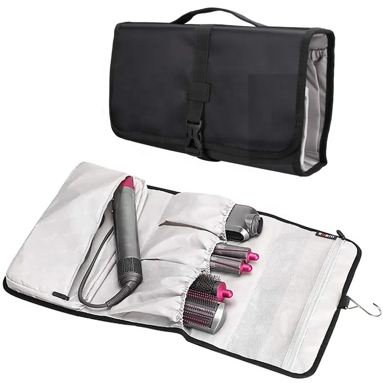 Foldable Travel Hair Dryer Curling Iron Tool Organizer Bag Roll Up Makeup Toiletry Bag With Hanging Hook Storage Bag For Dyson