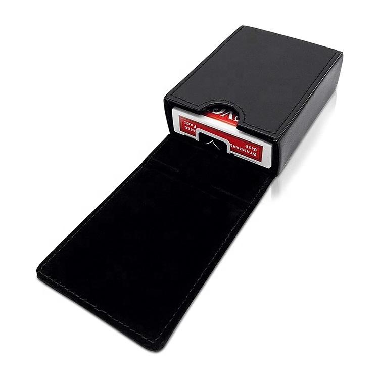 Single Deck Leather Playing Cards Case Fits Poker and Bridge Size Cards