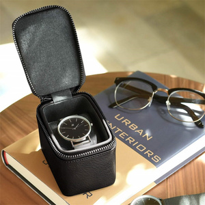 Premium 1-Slot Watch Roll Protective Travel Case Zipper Organizer box