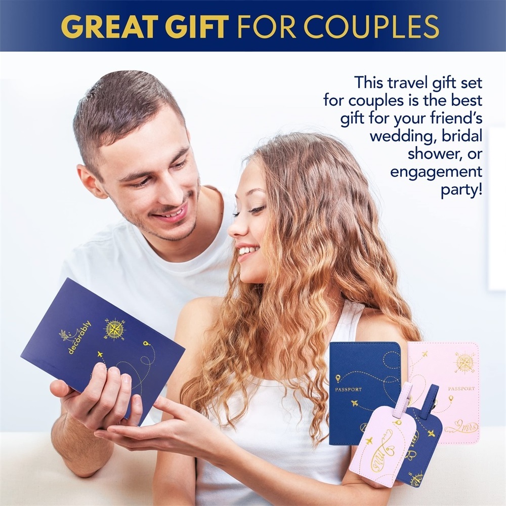 Honeymoon Mr and Mrs Passport Holder and Luggage Tag Set