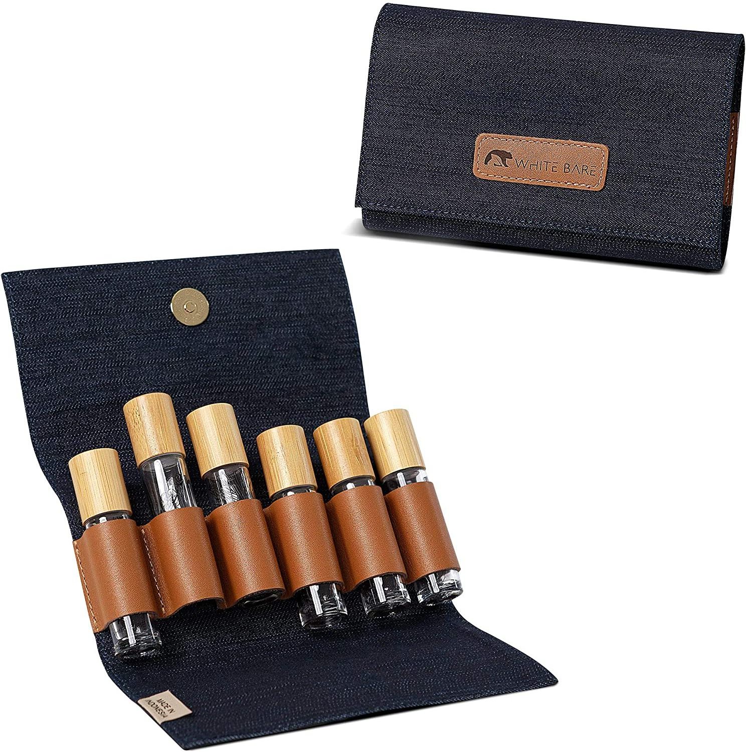 Custom Hot sales Genuine Leather 10ml Roller Bottle Case/Pouch Perfume Gift Box, Essential Oil Travel Case