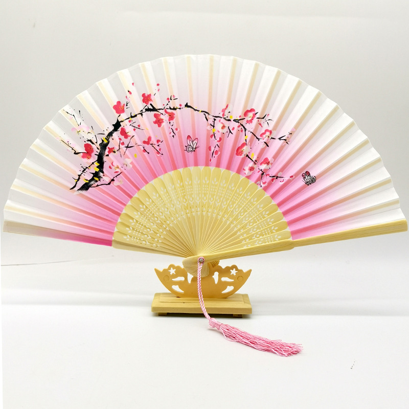 High Quality Silk Wooden Hand Fans Personalized Customized Printing Decoration Bamboo Hand Fans Hand Bamboo Fans for Gift