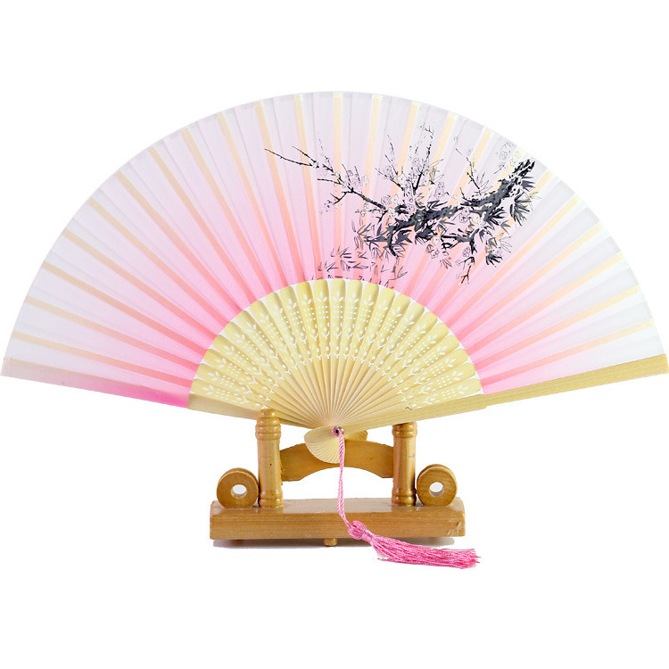 High Quality Silk Wooden Hand Fans Personalized Customized Printing Decoration Bamboo Hand Fans Hand Bamboo Fans for Gift