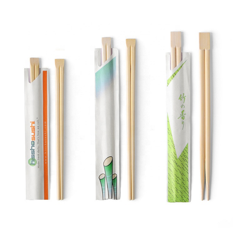 Bulk Chinese Custom Logo 23Cm Long Tensoge Bamboo Chopstick With Individual Wrapped Package