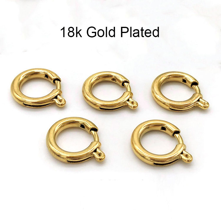 Many sizes Stainless steel spring ring clasps 18k Gold clasps