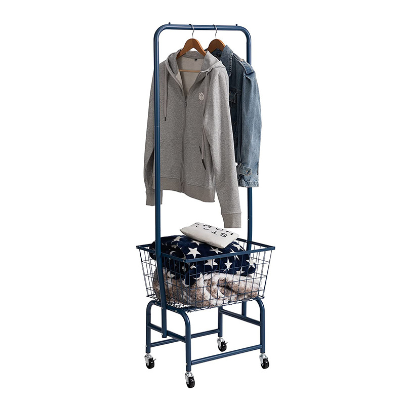 Wholesale  Entryway Cloth Rack Modern Mobile Rolling Coat Hanger Rack with Storage Basket