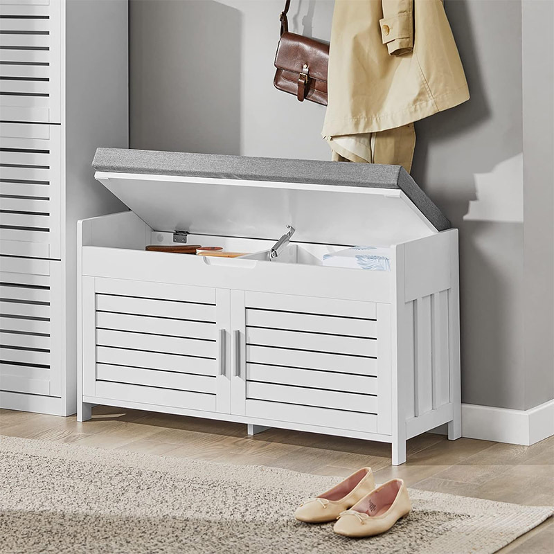 Shoe Storage Bench with 2 Drawers & Seat Cushion Wooden Shoe Rack Storage Organizer Shoe Storage Cabinet Bench