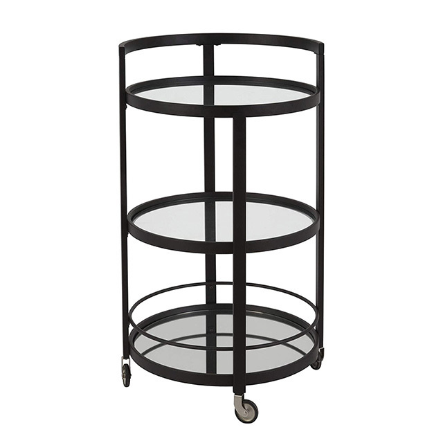 Hot Sale Restaurant Dining Living Room Furniture Portable Candy Black Trolley Bar Cart