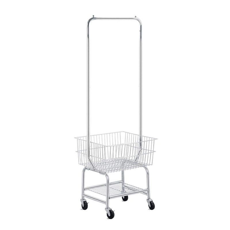 Rolling Laundry Hamper Basket Butler Cart laundry Cart with Hanging Cloth Rack