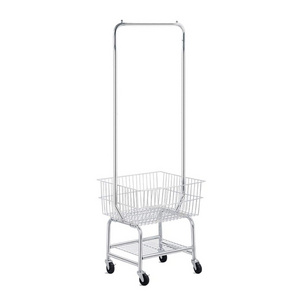 Rolling Laundry Hamper Basket Butler Cart laundry Cart with Hanging Cloth Rack